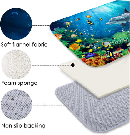 Bath Rugs Sponge Foam Absorbent, Soft for Bathroom and Kitchen (47x18 inches), Non Slip Bright 3D Print
