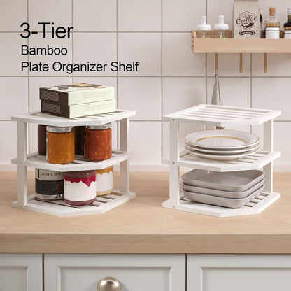 3 Shelf(2 Pack),Dish Countertop VERTORGAN Tier Bamboo Corner Drying Rack,Plate Organizer,Kitchen Spice Rack