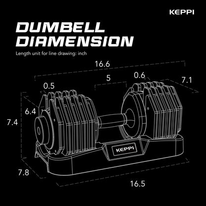 Keppi Adjustable Dumbbells Set-60lb Pair, Anti-Slip Metal Fast Adjust Weight Handle, Exercise & Fitness for Full Body Workout -DBA60(Pair)
