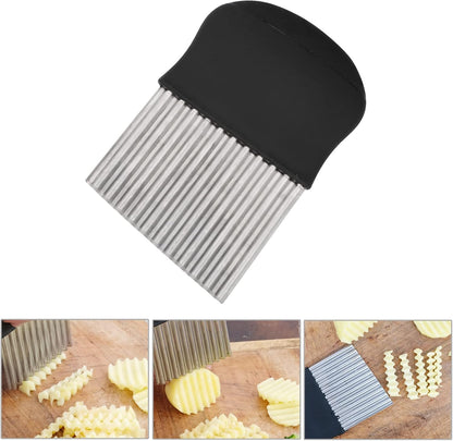 Crinkle Cutter Wavy Chopper Knife, Upgraded Stainless Steel Blade for Safe Kitchen Tools, Black