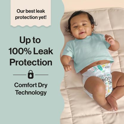 The Honest Company Clean Conscious Diapers for Delicate Skin | Up to 100% Leakproof | Hypoallergenic, Fragrance Free | Gender Neutral | Club Box, Size 1 (8-14 lbs), 78 Count (Prints May Vary)