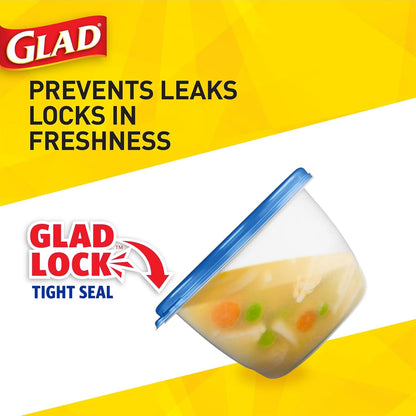 Glad GladWare Tall Entrée Food Storage Containers, Large Square Hold up to 42 Ounces, 3 Count Strong Food Holders