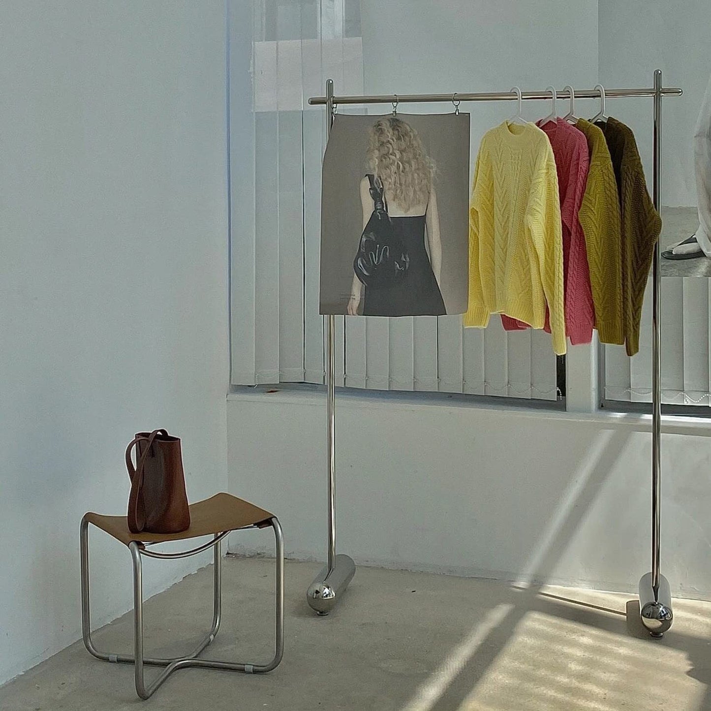 Garment Rack Commercial-Grade Metal Clothes Rail Silver Stainless Steel Clothing Rack for Hanging Clothes Large Capacity Single Rail Coat Rack for Bedroom and Living (120x40x170CM)