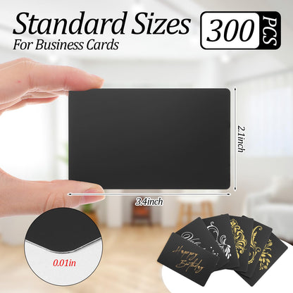 300 Pack Black Aluminum Metal Business Cards Blanks | 3.38” x 2.12” x 0.008” Laser Engraving Blanks | Premium Anodized Aluminum Name Cards for Laser Engraving, CNC, DIY Gifts, VIP & Membership Card