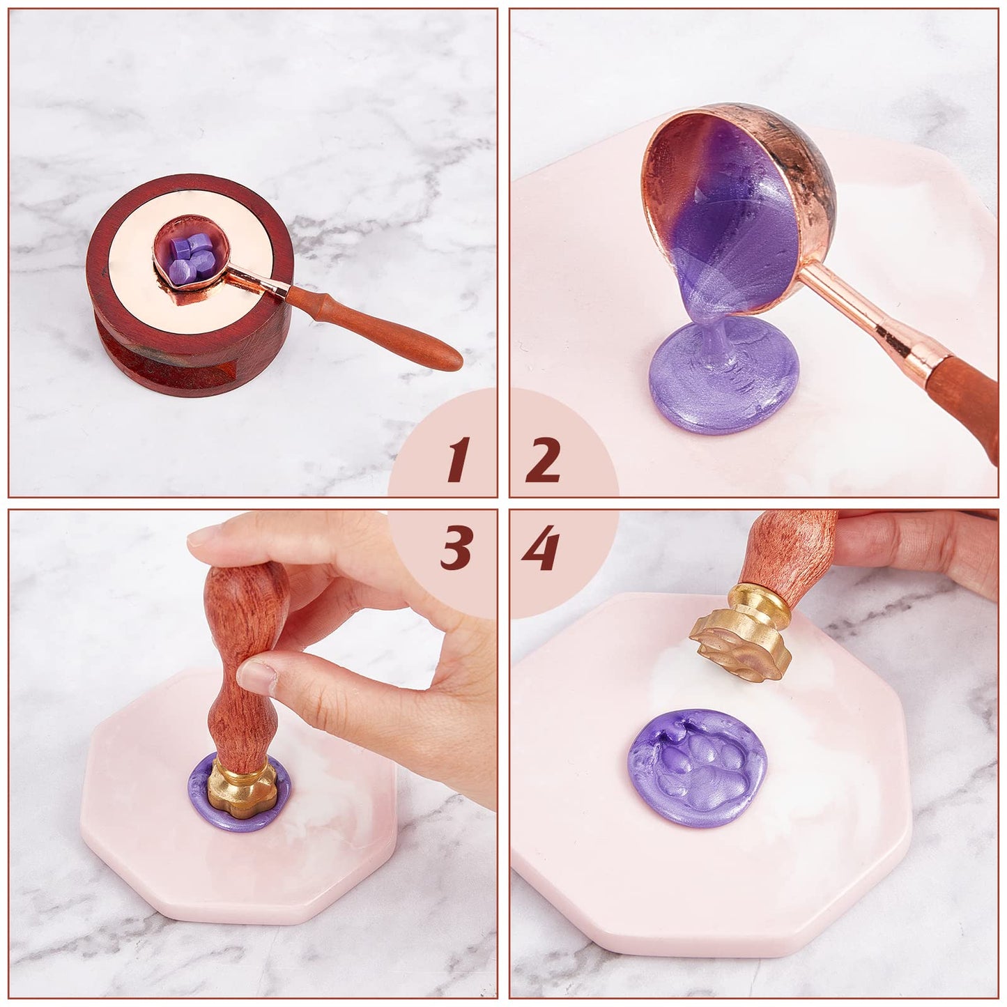 CRASPIRE Pawprint Wax Seal Stamp Paw Print Vintage Sealing Wax Stamps Retro 3D Removable Brass Head with Wood Handle for Wedding Invitations Halloween Christmas Thanksgiving Gift Packing
