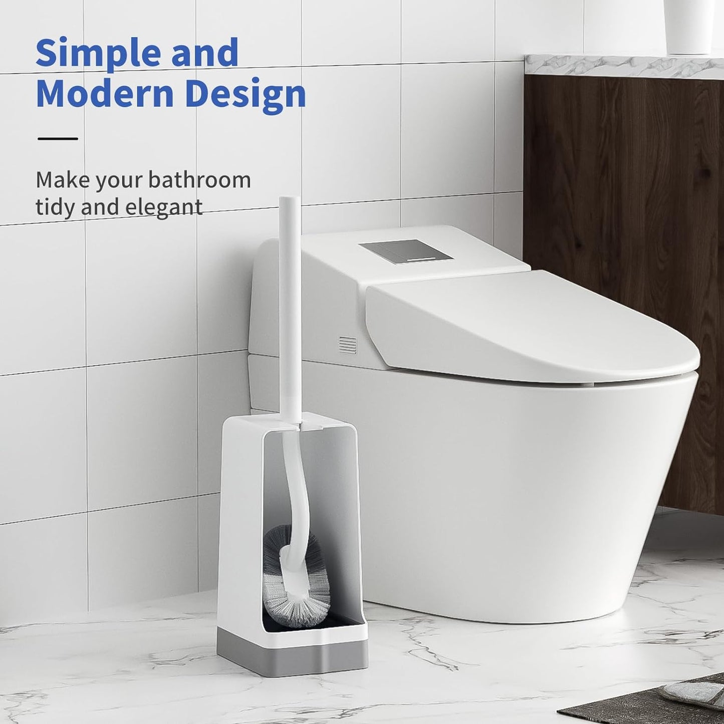Set, 1 Pack Marbarsse Bathroom Toilet Bowl Brush and Holder, Curved Design Dismount Toilet Brush for Deep Cleaning