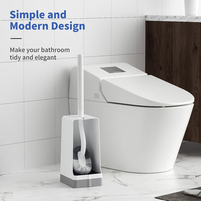 Set, 1 Pack Marbarsse Bathroom Toilet Bowl Brush and Holder, Curved Design Dismount Toilet Brush for Deep Cleaning