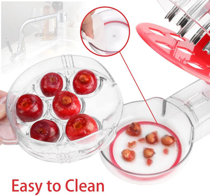 Brighoot Cherry Pitter – Multi Cherry Corer with Rebound & Lock Design, Pits 6 Cherries at Once, Easy Cherry Jam & Baking Tool, Dishwasher Safe