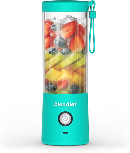 BlendJet Portable Blender for Smoothies & Shakes - 16oz BlendJet 2 Cordless Personal & Small Blender, USB-C Rechargeable & Self Cleaning - Quiet Mini Travel Blender with Stainless Steel Blade (Mint)