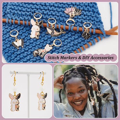 NBEADS 24 Pcs 6 Styles Enamel Crochet Stitch Markers, Removable Leverback Hoop Locking for Knitting, Weaving, Sewing, Needleworks, and Jewelry Making