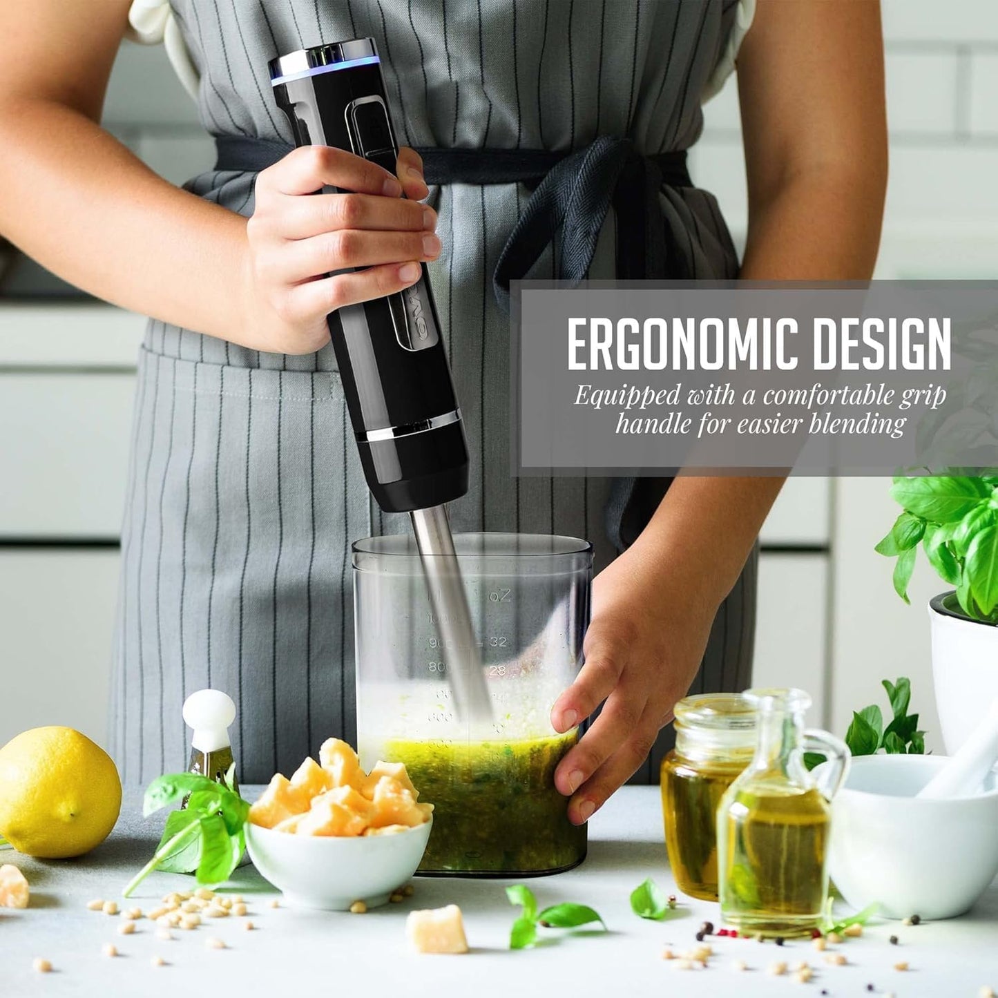 OVENTE Immersion Hand Blender, 300W Electric Handheld Portable Stick Mixer with 2 Mixing Speed and Stainless Steel Blades for Effortless Blending Smoothies, Shakes, Puree or Baby Food, Red HS560R