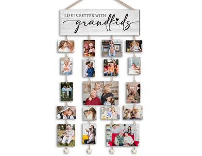 Orchroma Grandkids Picture Frames Collage Wall Decor,Photo Collage Frame for Wall,Gifts for Grandparent from Grandkids,Picture Hanging Kit,Grandkids Picture Board,Hanging Photo Display with Clips