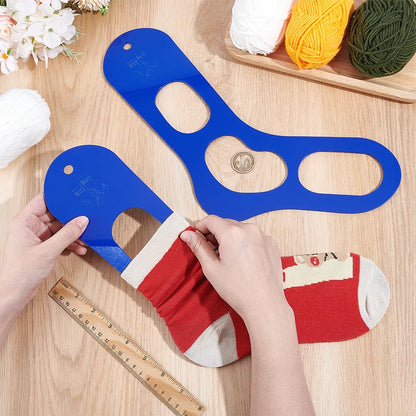 BENECREAT 2Pcs Acrylic Sock Blockers, Blue Knitting Sock Ruler Stocking Blockers Socking Stretchers for Knitting & Crochet Stocking Knitters, 3mm Thick