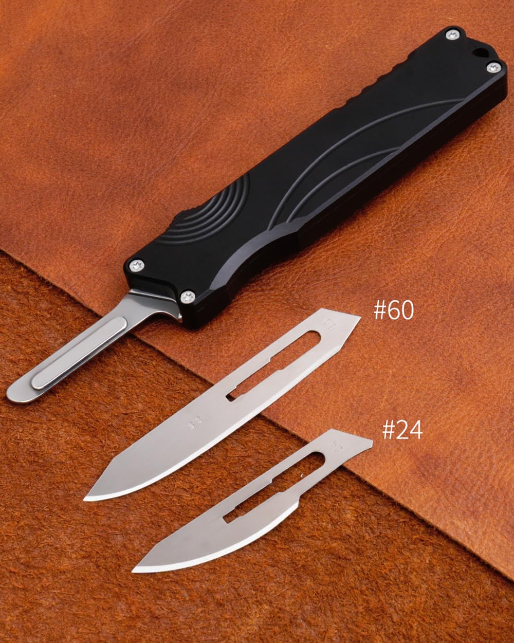 Ainhue AR385 Small Retractable Box Cutter EDC Pocket Scalpel Knife with 20pcs Carbon Steel Blades, Aluminum Alloy Handle, Precision Craft DIY Tool for Office Home Arts