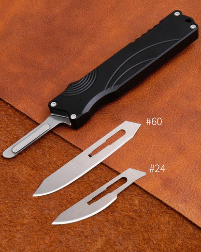 Ainhue AR385 Small Retractable Box Cutter EDC Pocket Scalpel Knife with 20pcs Carbon Steel Blades, Aluminum Alloy Handle, Precision Craft DIY Tool for Office Home Arts