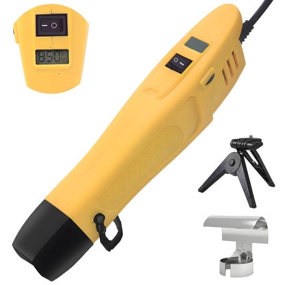 mofa Mini Variable Temp Heat Gun 350W 250℉~850℉(150℃- 450℃) Fast Heating,LCD Digital Display Hot Air Gun Tools with Reflector Nozzle&Tripod Overload Protection for Crafting,Embossing,Drying (Yellow)