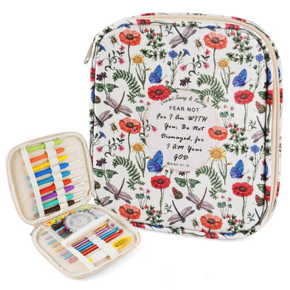 Crochet Hook Case, Portable Zipper Storage Organizer Bag for Crochet Needles/Knitting Accessories, Lightweight Crochet Hook Kit Tools, Easy to Hold(No Accessories Included). Dragonfly