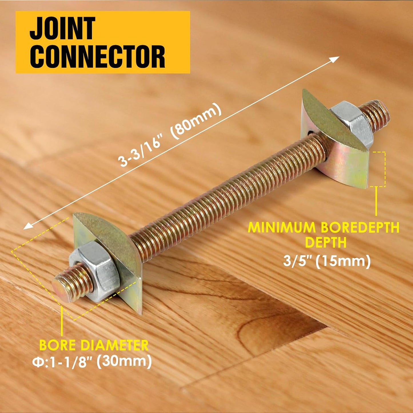 Countertop Connector, Table Top Fasteners, Miter Draw Bolt Joint Connector Pack for Butcher Block & Furniture (10PCS)