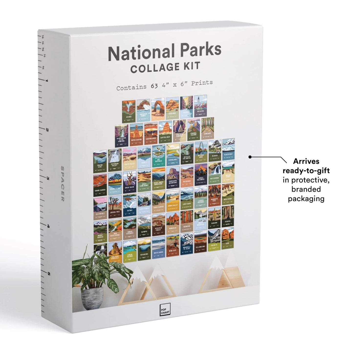 Pop Chart | National Parks Wall Collage Kit | 63 Pcs 4" x 6" Art Prints | Track Your Travels to Every US National Park With America the Beautiful Wall Decor | 100% Made in the USA