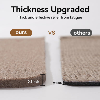 YDKGL Kitchen Mat Kitchen Rugs Sets of 2 PCS Non Slip Washable, Linen-Like 0.3" Thick Cushioned Absorbent Kitchen Mats for Floor, Mild Anti-Fatigue Sink Laundry Standing Mat, Brown 17"x30"+17"x59"