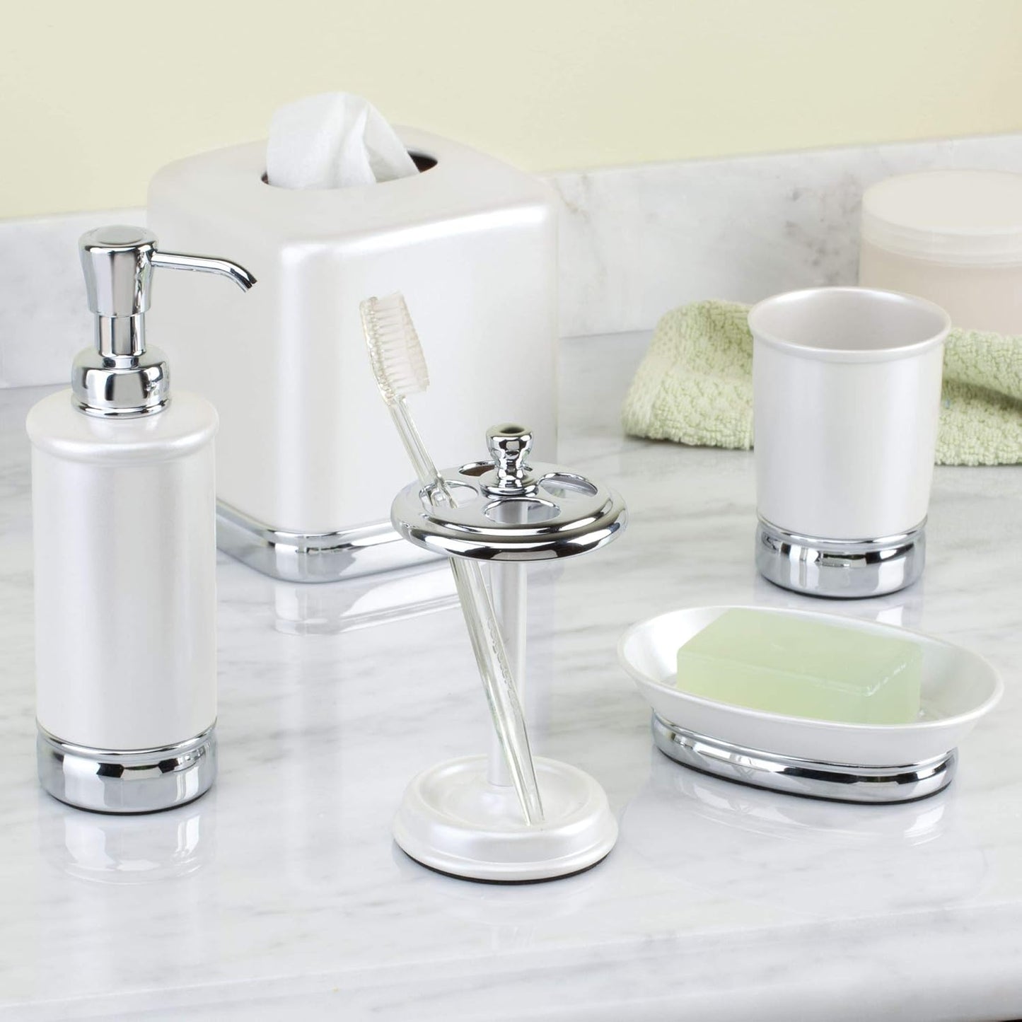 iDesign Metal Toothbrush Holder - Bathroom Cup for Organization, The York Collection - 3.25" x 3.25" x 5.75"