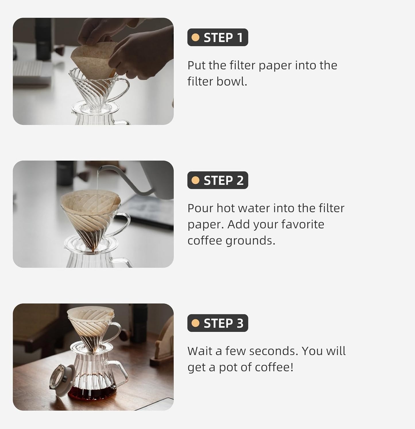Coffee Dripper, Reusable Pour Over Maker with Handle, Slow Brewing for Cafe, Travel, Home & Offices, 02