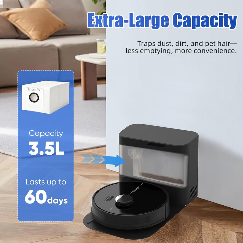 Loszaral 6-Pack Dustin & Orb-i Replacement Vacuum Bags for bObsweep Dustin & Orb-i Self-Emptying Robot Vacuum - 3.5L High Capacity Advanced Filtration Bags (White)