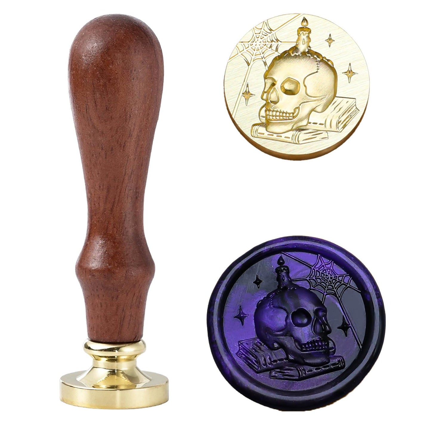 Halloween Wax Seal Stamp,Vintage Halloween Skull Stamp with Pearwood Handle for Creative DIY, Envelope Sealing, Invitations and Greeting Cards