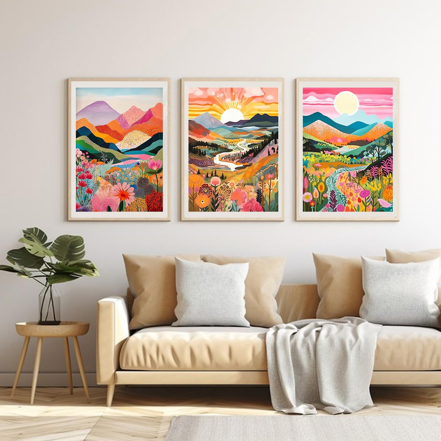 EIBEILI 3-Piece Square Adult Diamond Art Set,Mountains Diamond Painting Kit, 5D Diamond Art Kit DIY Diamond Dot Gemstone Artist Home Wall Decor,12x16 inch