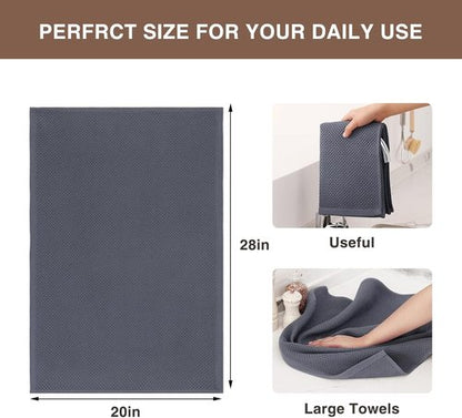 Homaxy 100% Cotton Kitchen Dish Towels - Ultra Soft & Absorbent Waffle Weave, 20 x 28 Inches, 6-Pack | Dark Grey