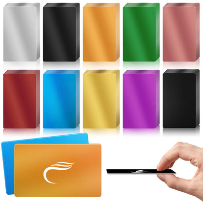 weparmeety 100 Pcs Metal Engraving Blanks Colorful Aluminum Sheet Laser Engraving Business Card Multipurpose DIY Gift Cards 86 x 54 x 0.45mm（10 Colors)