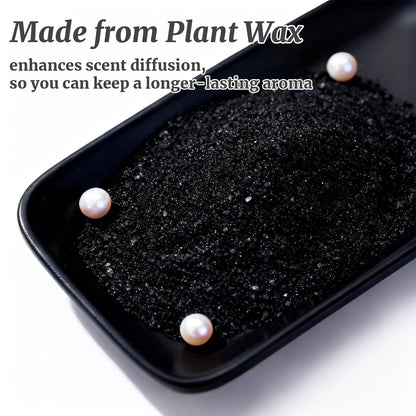 Pearled Sand Candles with Wicks 18 Oz-Refillable Sandalwood&Jasmine Scented Natural Pearled Candle Sand Wax Pearl Candle Powder Beads-Non Toxic Luxury Long Lasting 120 Hours Candles Making Kit Black
