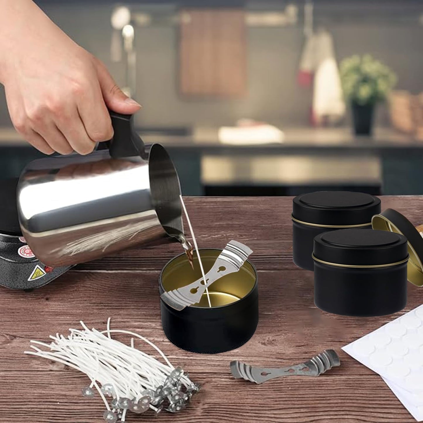 BBAXI Candle Making Kit with Electronic Hot Plate,Candle Wax Melter for Melting,Including Melting Pot, Hot Plate,1lb Soy Wax,Stain Spoon,Cotton Wicks,Center Devices,Wick Stickers