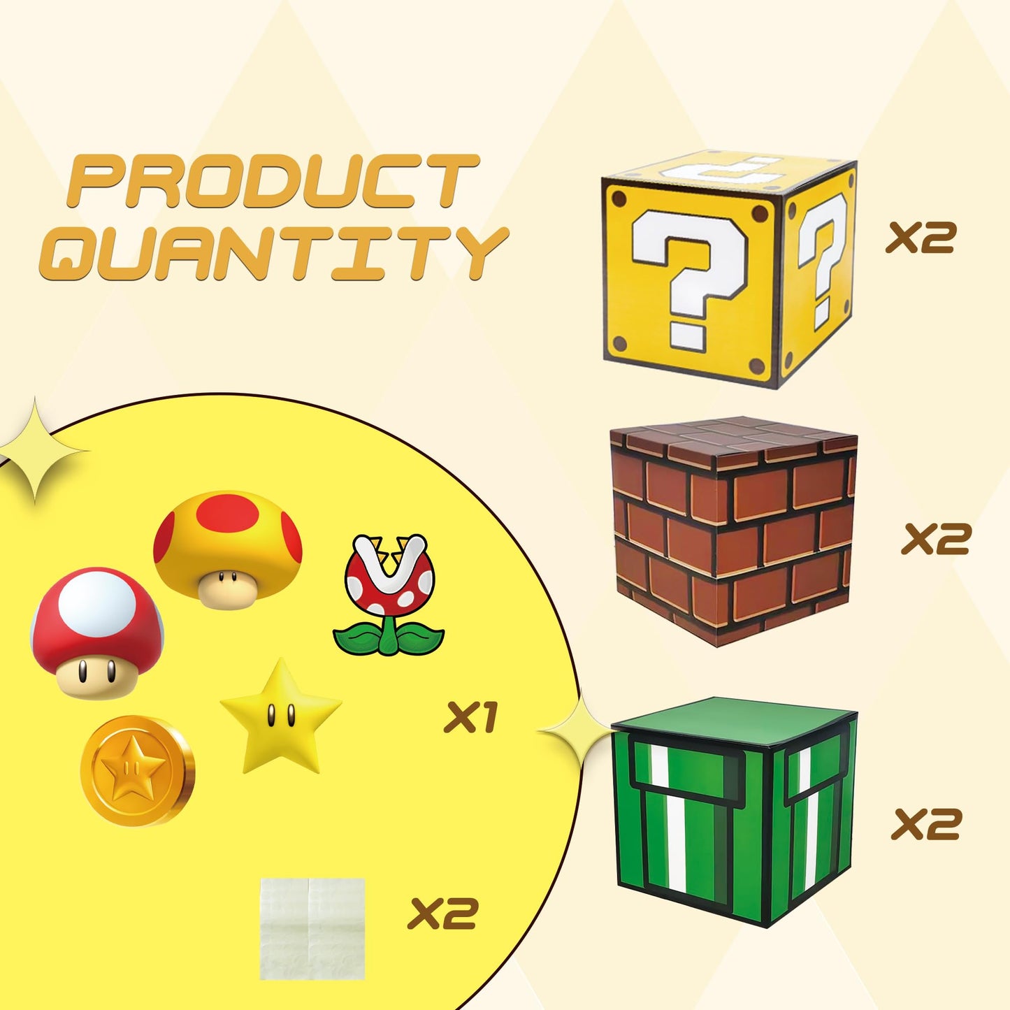 Cuteiush 6PCS Big Party Boxes with 6 Centerpieces, Question Brick Pipe Boxes for Birthday, Christmas, Halloween, Game Party & Classroom Favors (11.8 x 11.8 Inch)