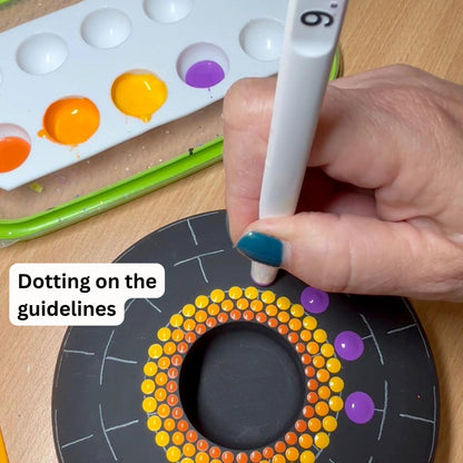 Mandala Dotting Stencils for Tea Light Candle Holder Castings - Happy Dotting Company - 2 Pack Contains a 18 Segment and 12 Segment silione templates for Making guidelines