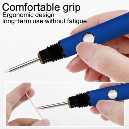 2025 Rechargeable Thread Burner kit Digital Thread Zapper Tool Burning Pen For Beading Leather Craft Sewing Weaving And Stringing Molten Wax Carving Wooden Board Hot Stamping (blue)