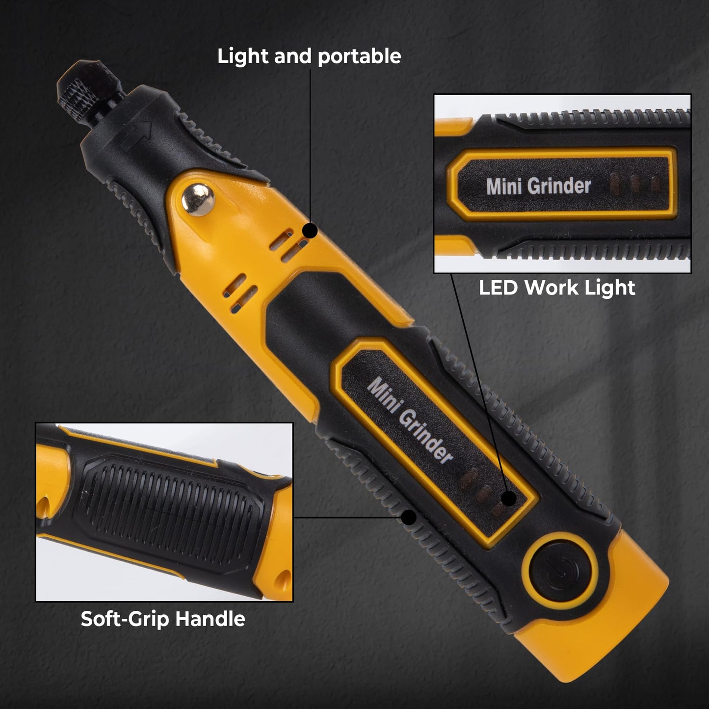 MDBTTOOLS 3.6V Cordless Rotary Tool Kit, 55-Piece Mini Grinder Set with Diamond Burrs, Cut-Off Wheels, Sanding Drums for Engraving, Polishing, Cutting, Resin Crafts