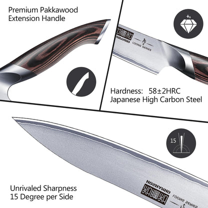 HOSHANHO 6 Inch Kitchen Knife, Ultra Sharp Japanese High Carbon Stainless Steel Chef Knife, Multipurpose Kitchen Utility Knife with Ergonomic Pakkawood Handle