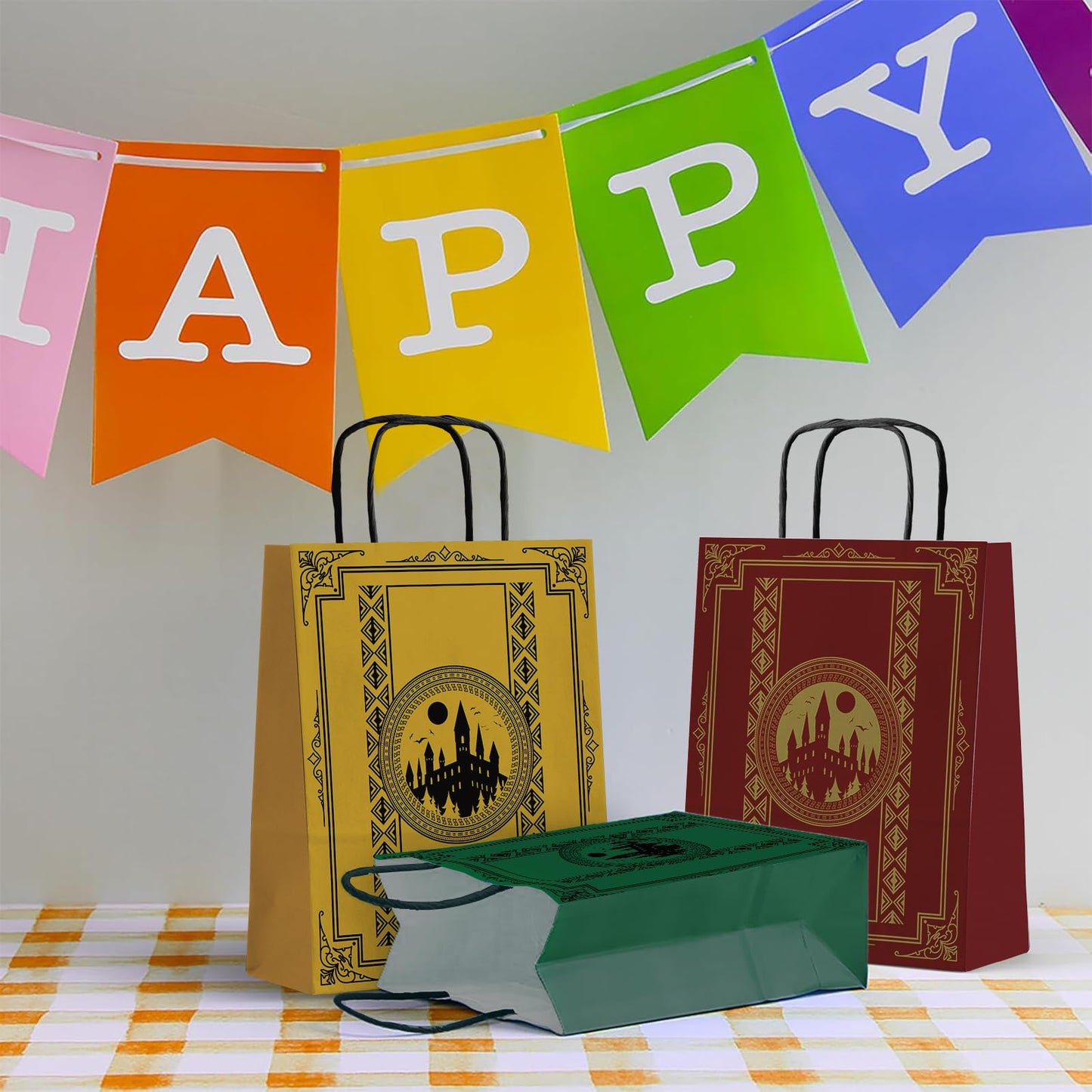 WEEPA 24 Pcs Magical Wizard Party Favor Bags Wizard School Paper Gift Bags with Handles Magical Goodie Bags for Birthday Party Decorations