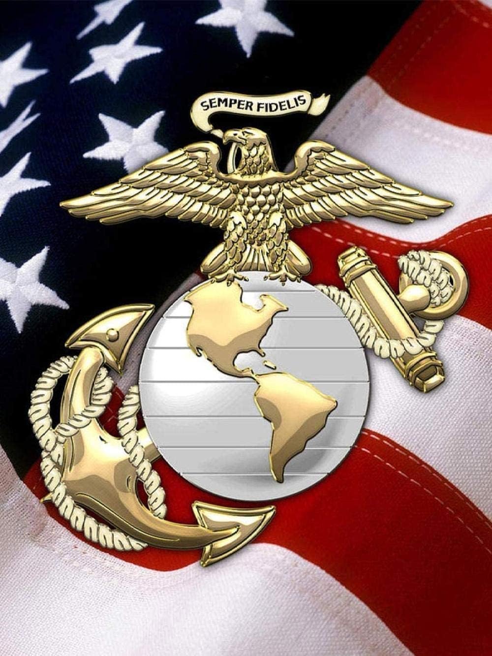 Generic DIYPAINTING 5D DIY Diamond Art Painting US Marine C Corps 12X16 Full Drill Round Drill Crystal Rhinestone Embroidery Pictures Arts Craft for Home Wall Decor Gift, DIYDECOR001