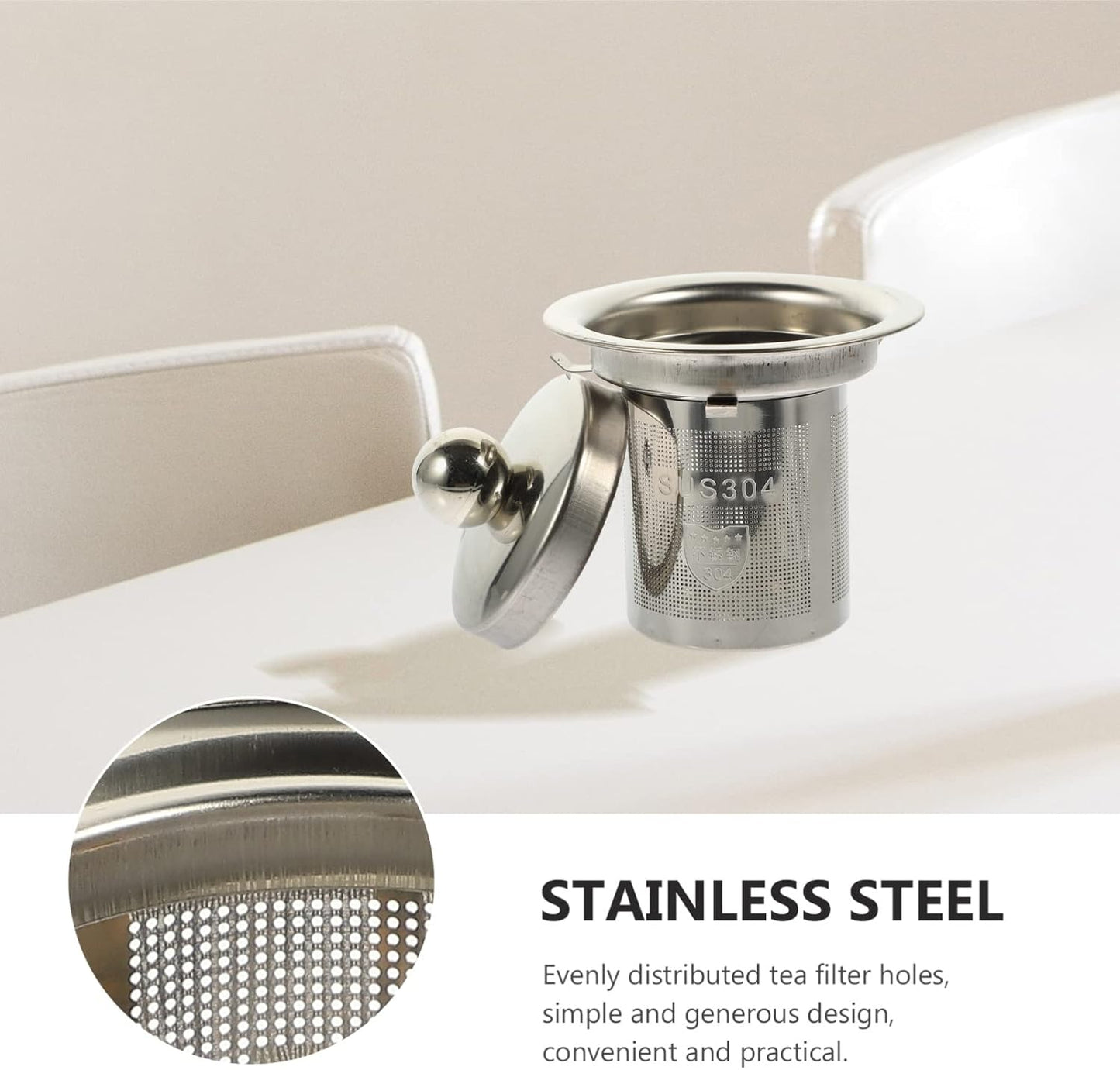 SHERCHPRY Teapot Tea Strainer: Metal Infuser Insert, Fine Mesh Tea Steeper for Loose Tea, Stainless Steel Tea Filter