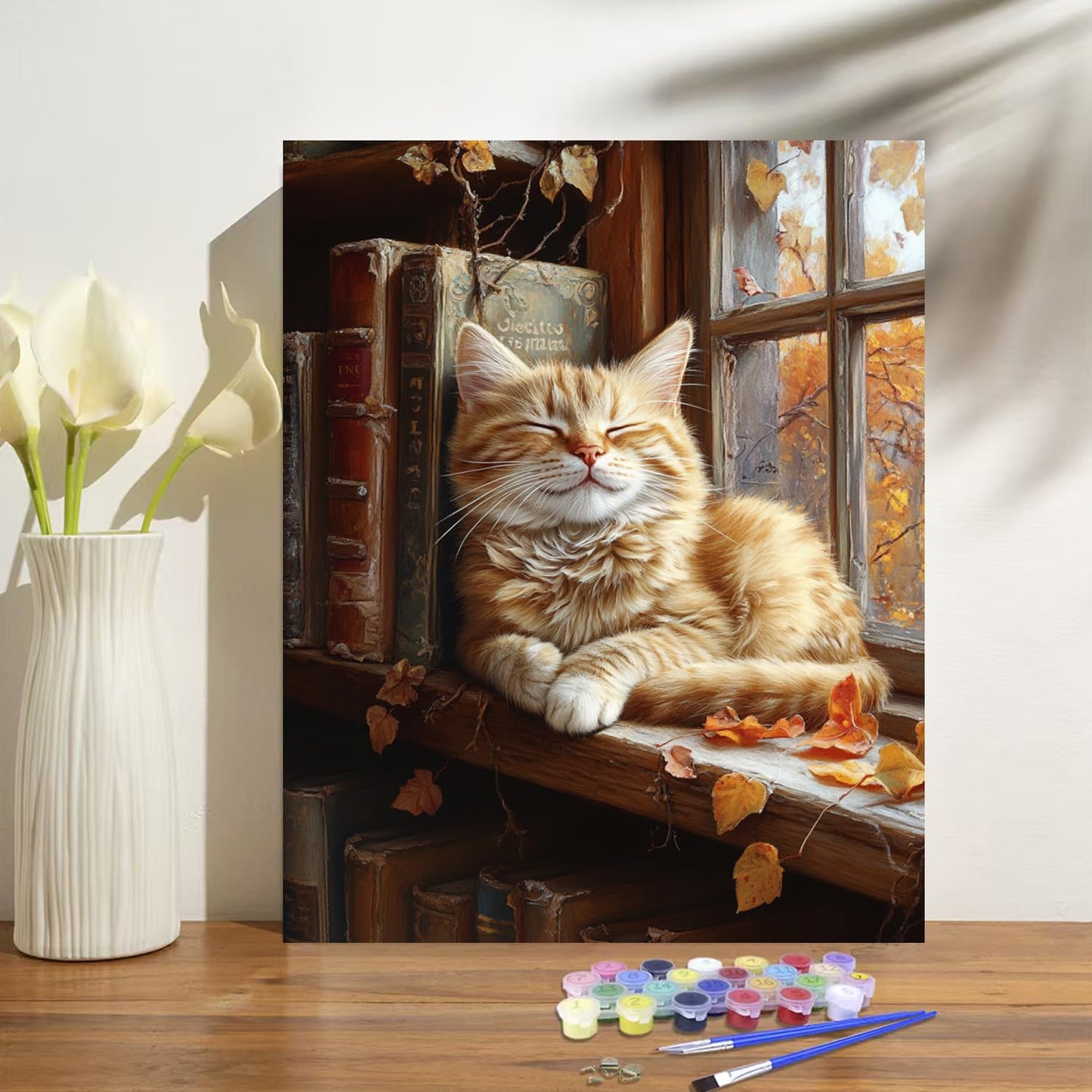 obterie Cat Paint by Numbers Kit for Adults Beginner Books Oil Painting Kit Adult Paint by Number Kits on Canvas DIY Painting for Beginners Art by Numbers for Gifts Home Wall Decor 16x20 Inch