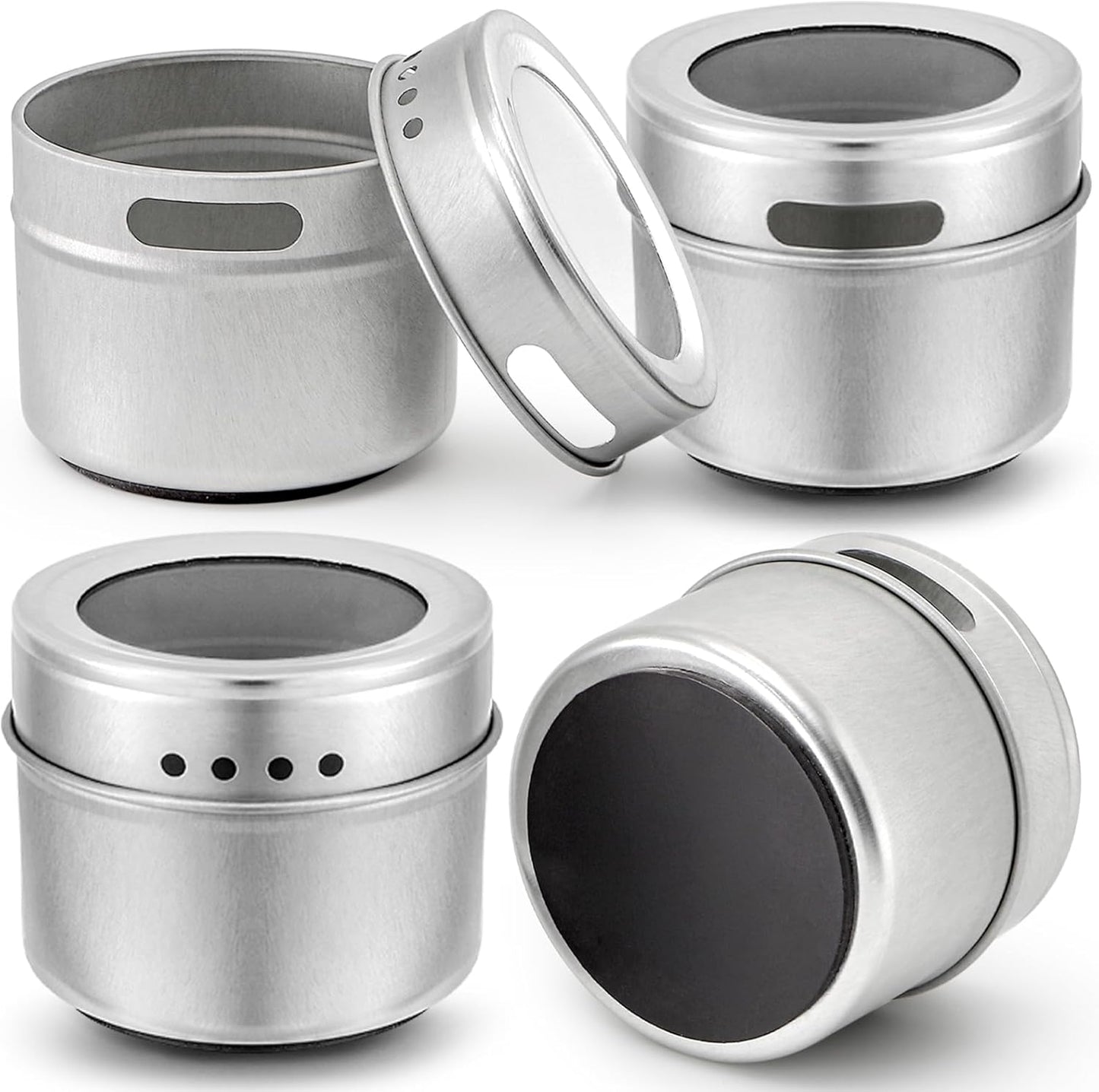 20 Pack 240 Set Bekith Magnetic Spice Jars, Magnetic Spice Containers for Refrigerator, Seasoning Tins with Clear Top