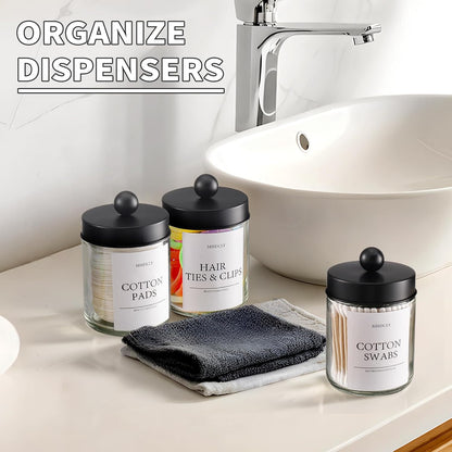 Skiennix Bathroom Organizers - 4 Pack Storage Accessories for Stylish Home Decor | Black Lids