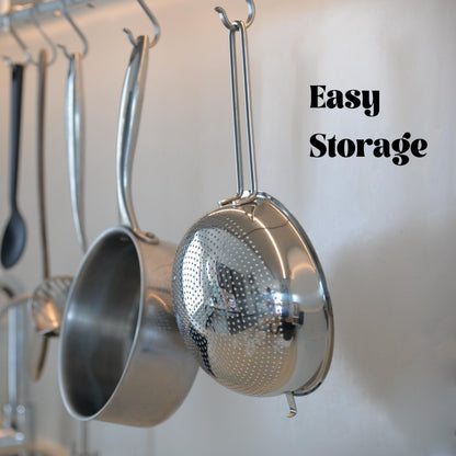HiSteng 7-Inch Stainless Steel Strainer Colander with Handle, 1.5 Qt, Small, Ideal for Draining, Straining or Rinsing, Rivet-free Design, Easy to Clean