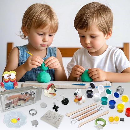GOVOY Air Dry Clay Pottery Kit DIY Clay Kit for Beginners Handmade Pottery at Home with 12pcs of Paints Wooden Sculpting Tools Animal Mold Kids Adults Arts and Crafts Set