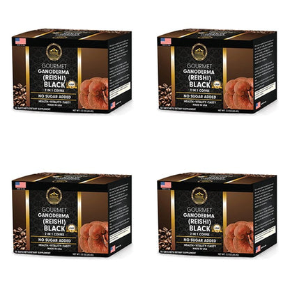 Eternal Gourmet Ganoderma (REISHI) Black Coffee 2 in1 Made in USA Cafe Negro con ganoderma Eternal Pack of 4
