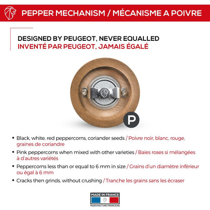 Peugeot - Paris Antique Manual Pepper Mill - Adjustable Grinder - Beechwood, Antique, 8.5in
