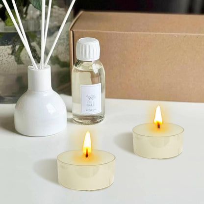NJAO HOO 24 Pack Gardenia Scented Tealight Candles 6 Hours Burn Ivory Tea Candle Clear Cup Small Round Candle for Home Decor and Aromatherapy
