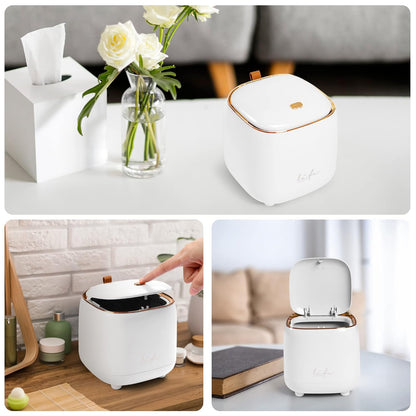 Mini Countertop Trash Can with Press Type Lid, 12 Rolls of Trash Bags, Tiny Desktop Trash Can for Bathroom, Home Office